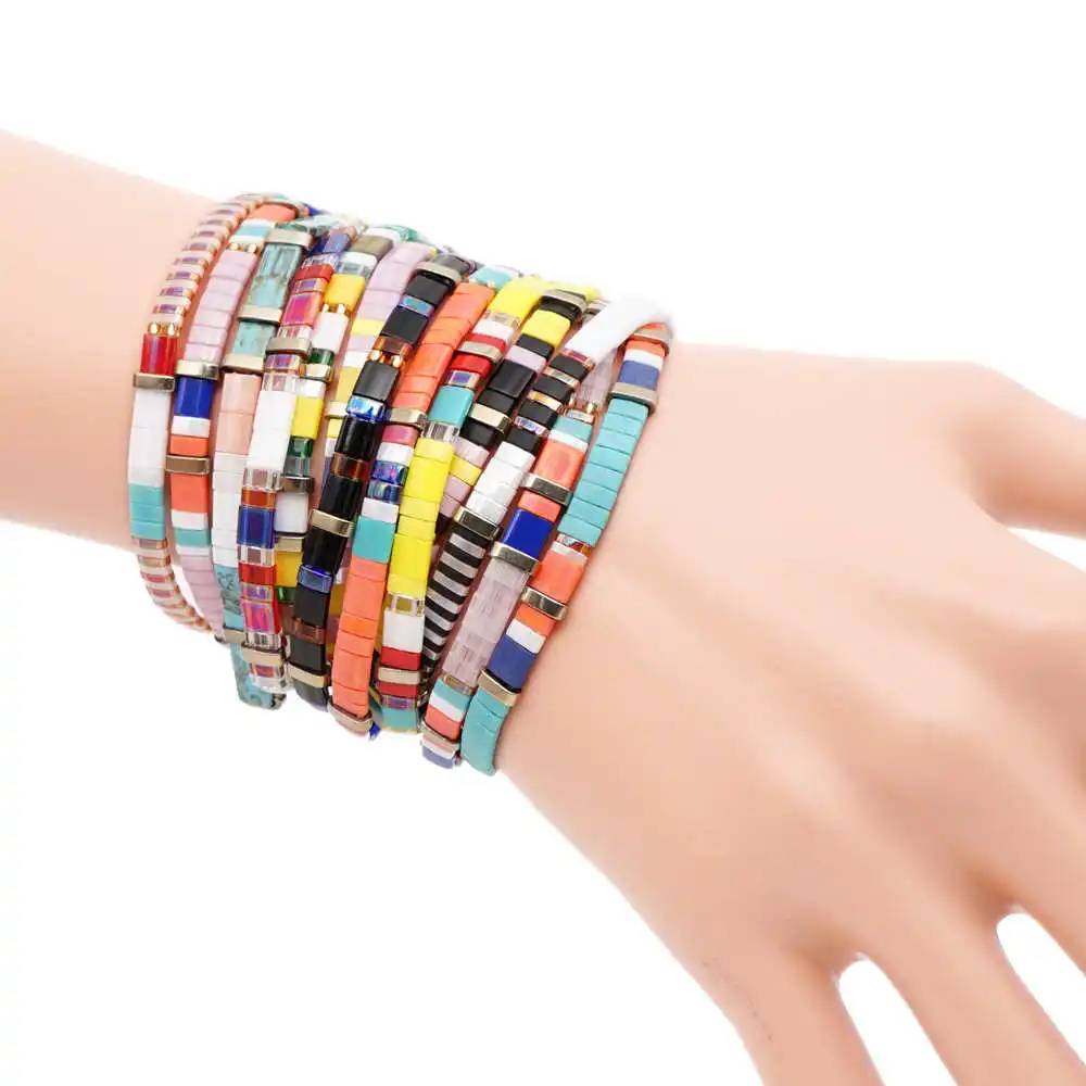 

Shinus Miyuki Bracelets Summer Beach Jewelry Bracelet Women Bohemian 5pcs lot Colorful Fashion Pulseras Miyuki Tila Beads