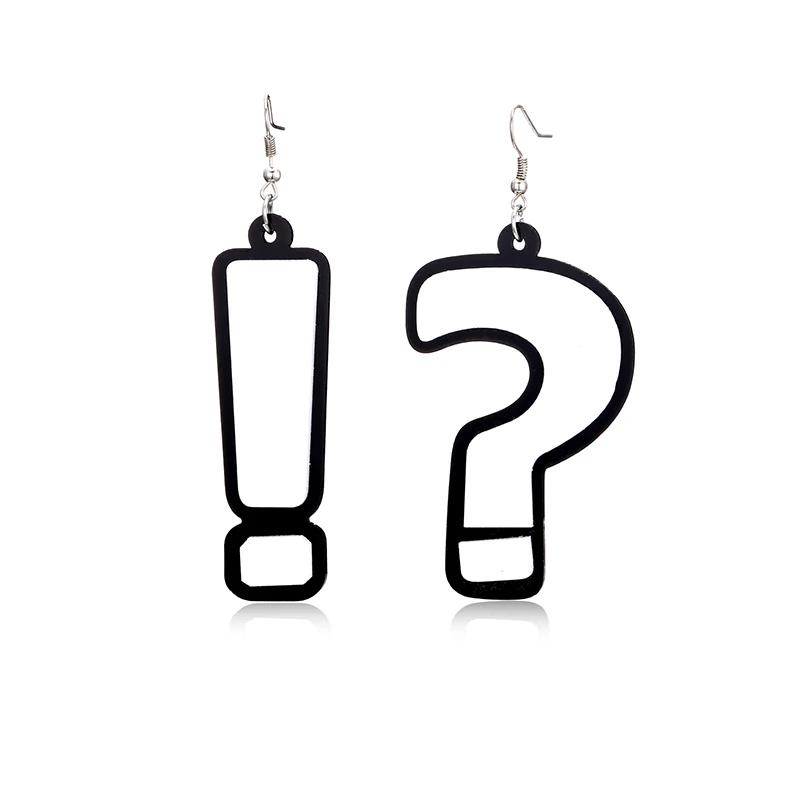 

H:HYDE Creative Dangle Earring For Women brincos Exclamation Question Mark Hip Hop Style Ladies Long Dangling Earing pendientes