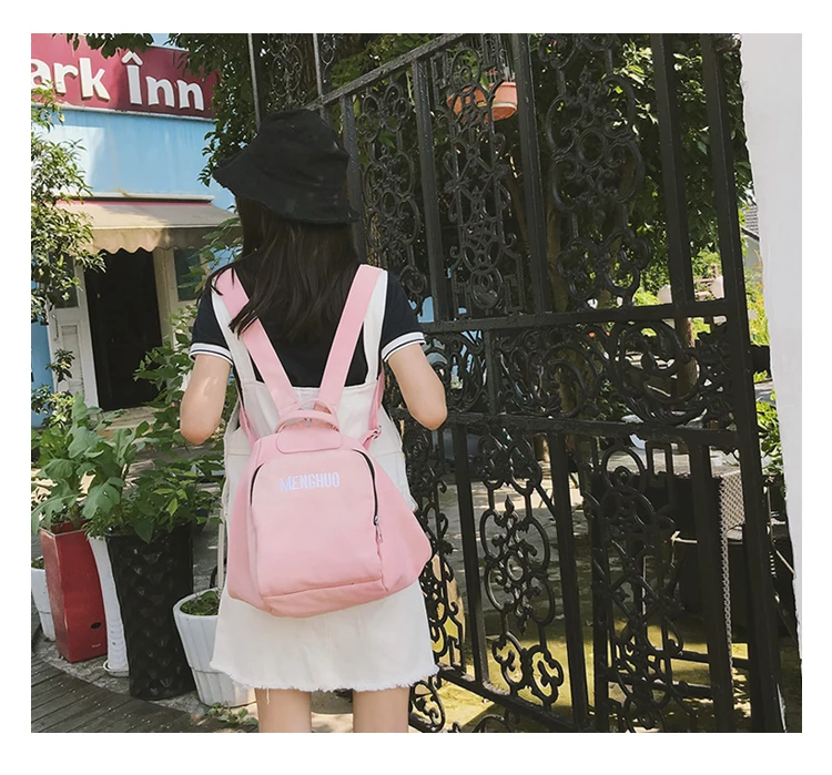 Menghuo Solid Color Multifunctional Bag Canvas Backpack Women Mochila School Bag for Travel Backpacks School Backpack for Girls (14)