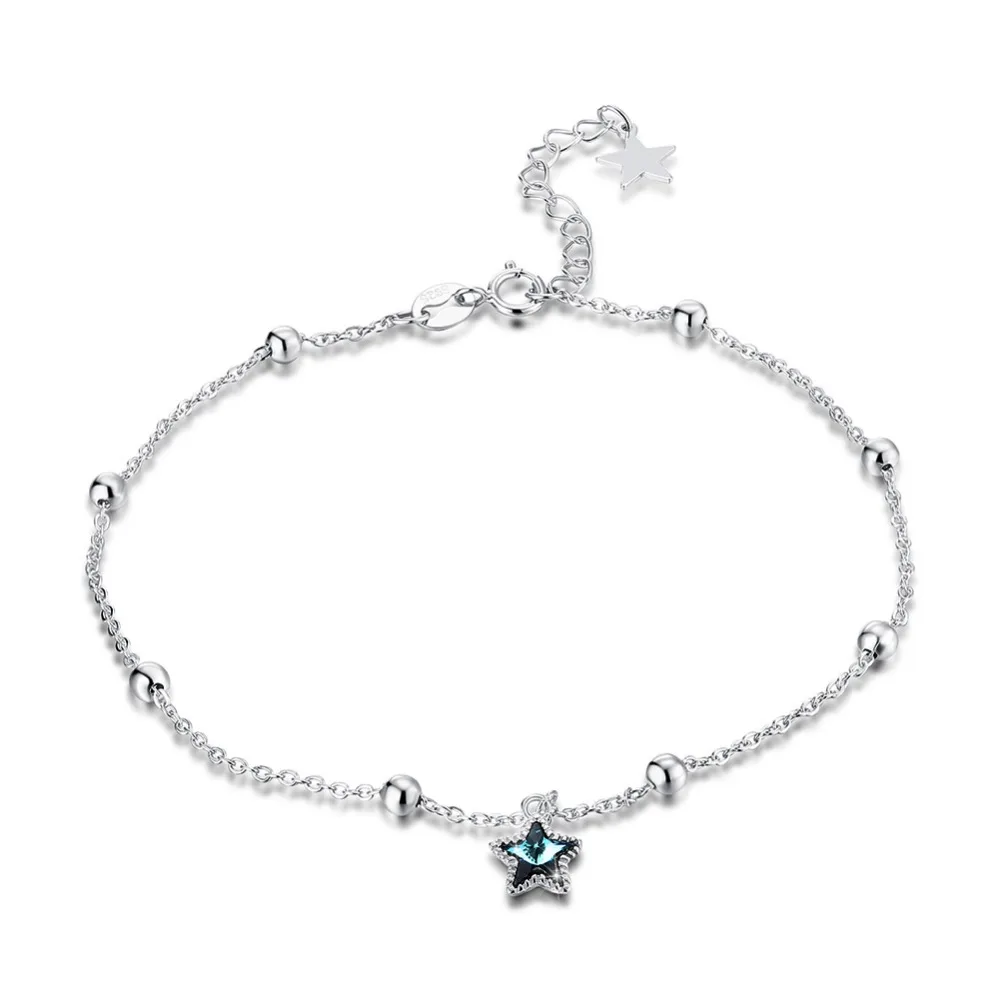Изящные браслеты с кристаллами Swarovski, изящная звезда для женщин и девушек, элегантные женские очаровательные украшения на лодыжке, свадебные браслеты, серебро 925 пробы