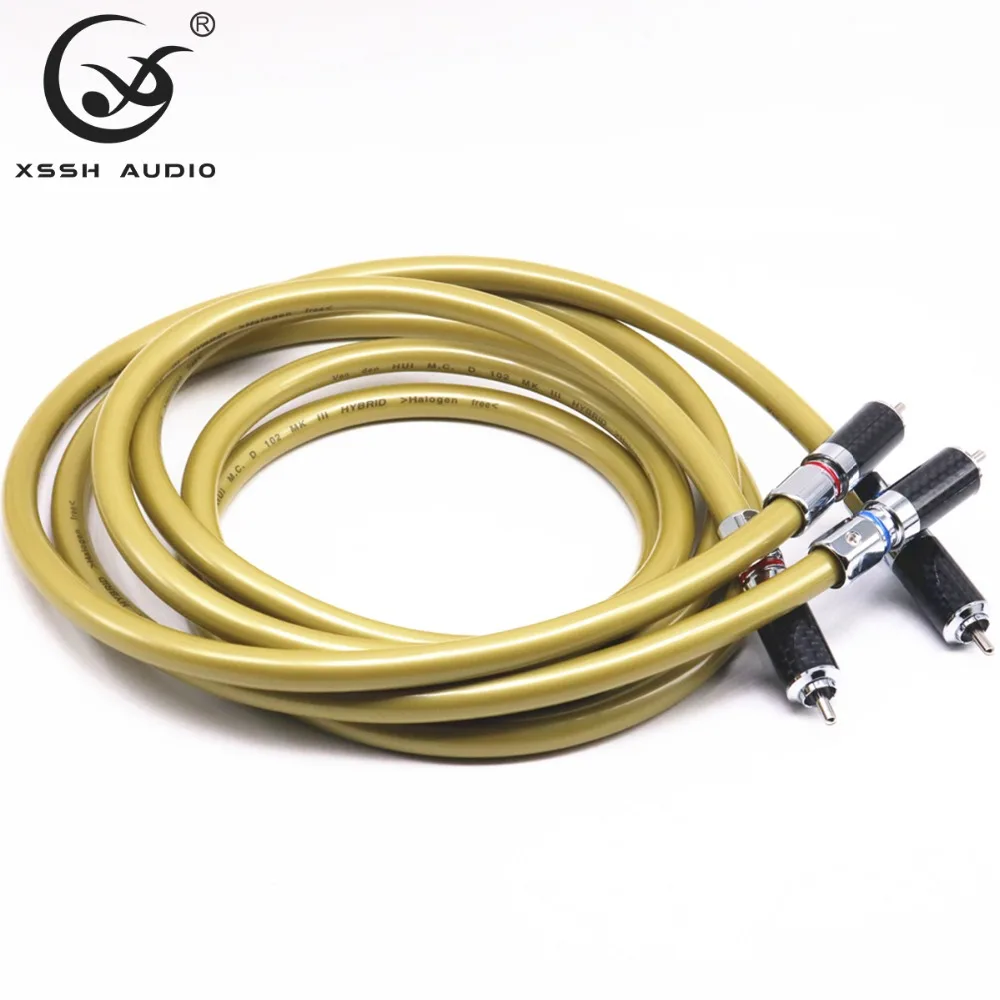 

1 pair RCA to RCA Hi-end 2 core * 2.8mm OFC OCC copper VDH H Shield 8mm RCA Audio Cable Line Wire for Power amplifier CD player