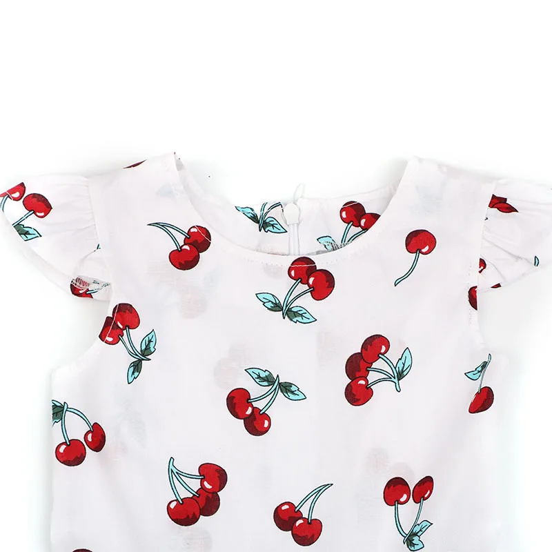 Summer Girls Dress Cherry Floral Print Princess Dresses for Children's Clothing Cotton Kids Casual Dresses (4)