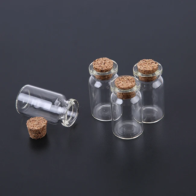 24x Clear Glass Wishing Bottles Vials With Cork 45*22*22mm 120301in
