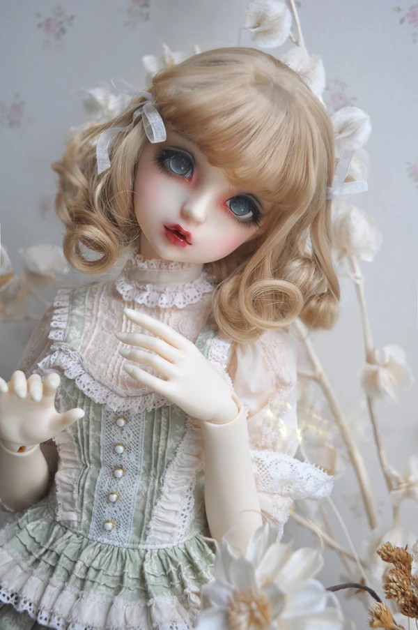 BJD SD кукла льняной коричневый высокотемпературный провод волос парики 1/3 1/4 1/6 BJD Европейский стиль ленты короткие вьющиеся волосы