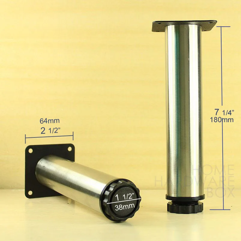 4x stainless steel table leg adjustable kitchen feet 18cm roundin