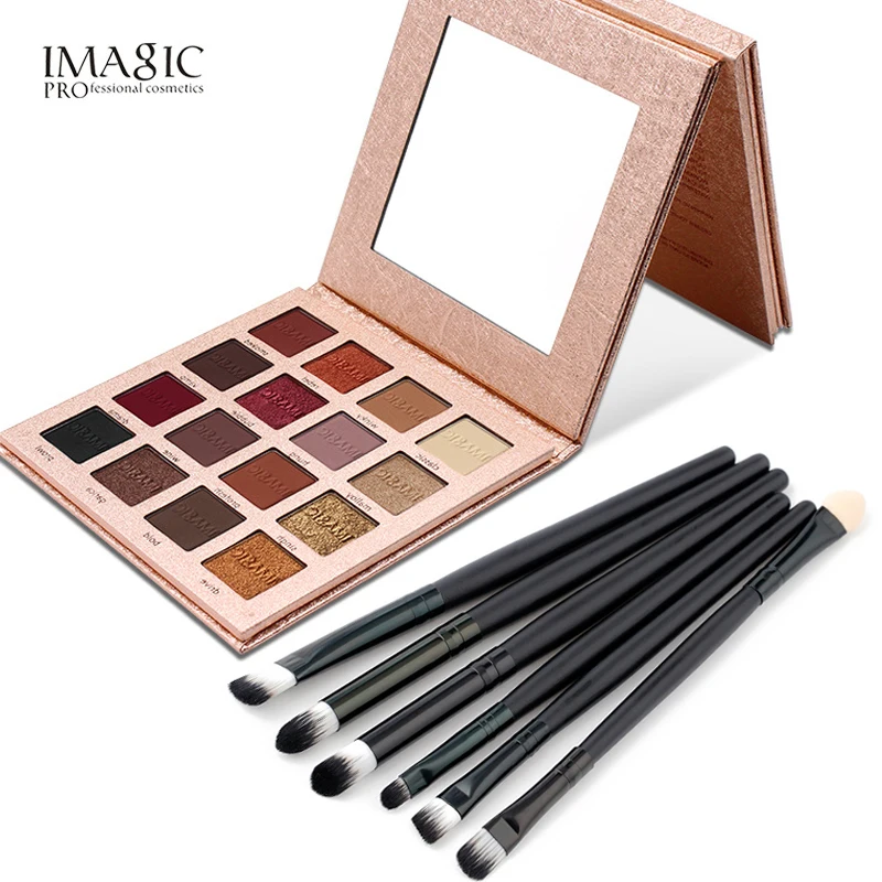 

IMAGIC Eyeshadow Palette 16 Color Makeup Professional Long Lasting Matte Shimmer Pigmented Eye Shadow Powder with 6 Pcs Brushes