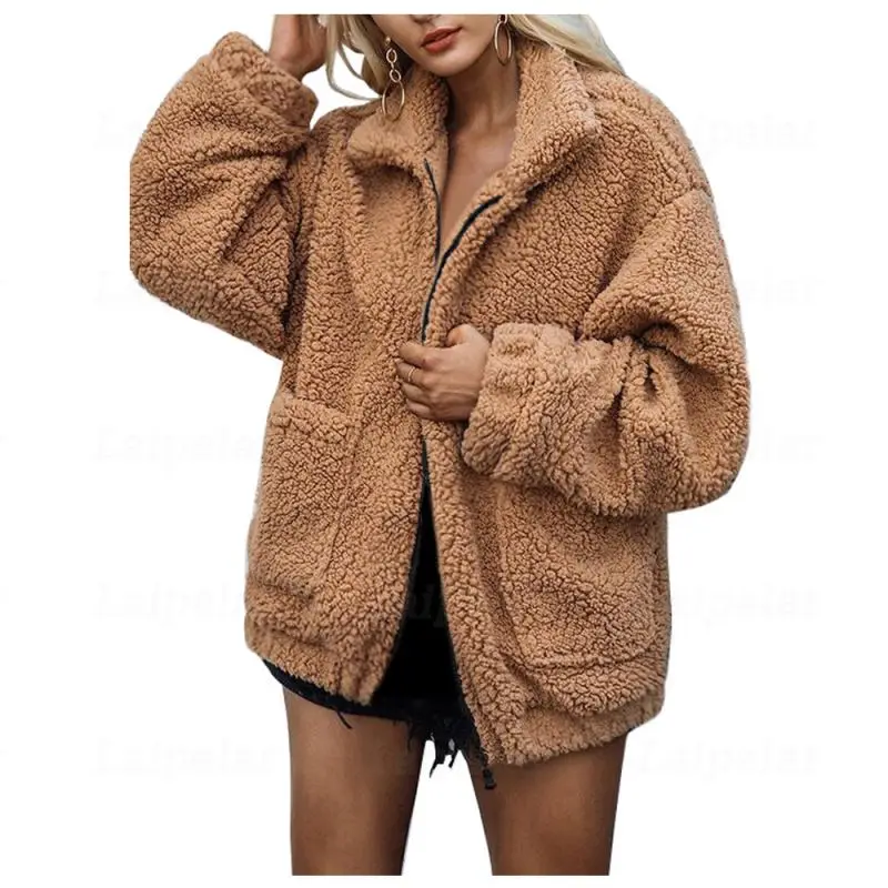 

Laipelar 2018 Women Fluffy Faux Fur Jacket Overcoat Winter Warm Zipper Long Sleeve Coat Plus Size Female Casual Jackets Outwear