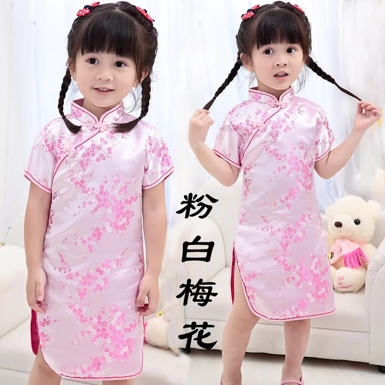 Для маленьких детей, для девочек, Вышитое Платье-чанпао, китайский Cheongsam, прямые платья вечерние праздничное свадебное платье, красное