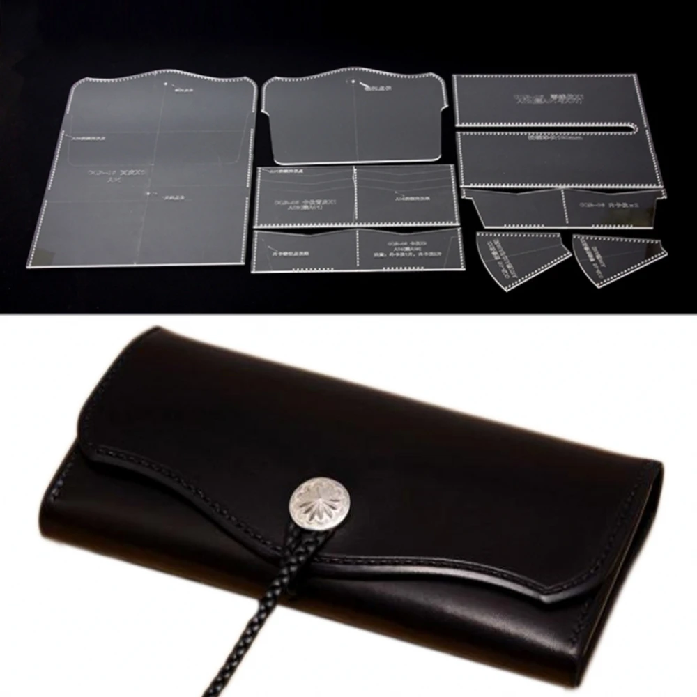 acrylic clear multi pocket leather sewing pattern long zip purse