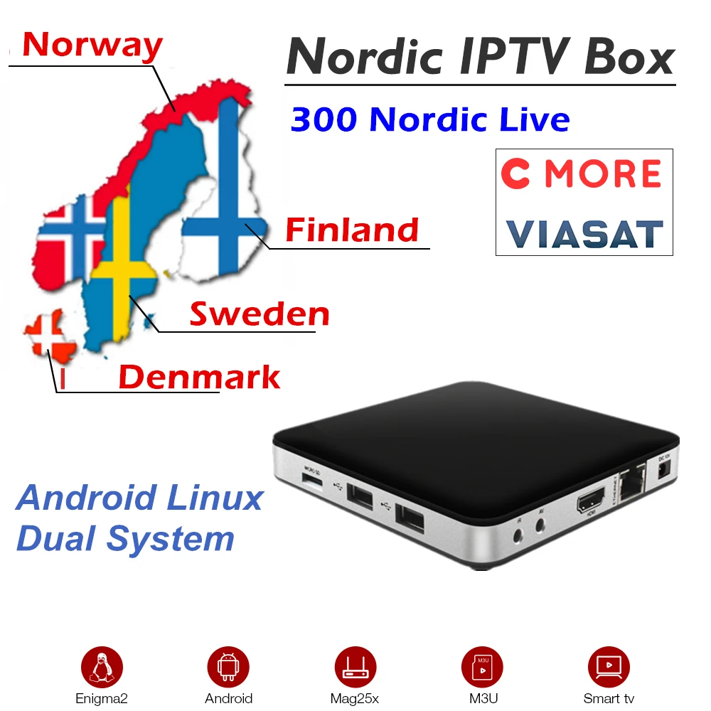 

Tvip 605+Scandinavia Iptv Dual OS Android&Linux OS Amlogic S905X 2.0Ghz 2.4G/5G WiFi 4K 1080 Nordic IPTV Sweden Norway Iptv Box