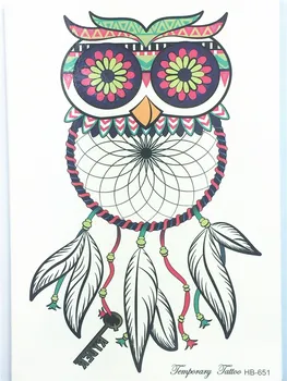 

NEW Fashion Sexy Flash Big Owl with Dream Net Waterproof Tattoo Women Henna Fake Temporary Tattoo (Size 21*15 cm) HB-651