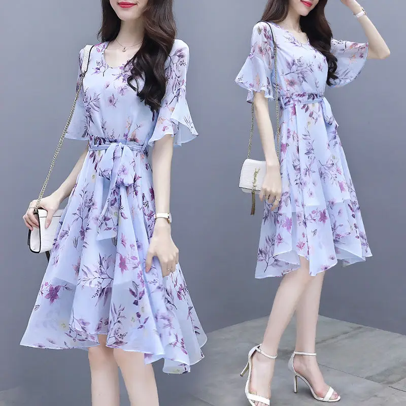 

2019 Fashion Brand Women Dress Plus Size Vestidos O Neck Print Flower Straight Casual Summer Knee Length Oversized Dress