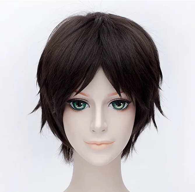 

Attack on Titan Eren Jaeger Dark Brown Cosplay Wig Short Men's Synthetic Hair + Free Wig cap