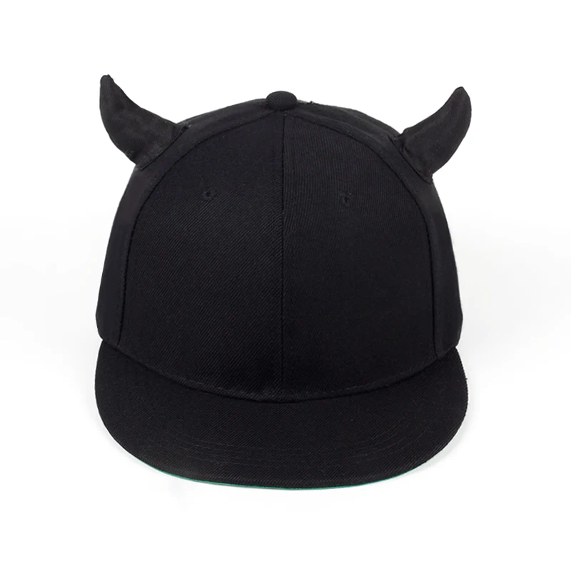 Черная хлопковая регулируемая бейсболка с рогами Высококачественная snapback шапка