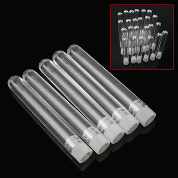 

25pcs Cute Clear Plastic Empty Test Tube Make Wish Bottles with White Caps Stoppers Wishing Message Vials Container Craft Decor
