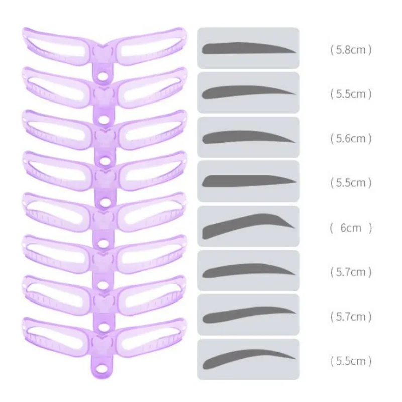 Многоразовый шаблон для формирования бровей 8 в 1, вспомогательный трафарет для бровей, набор для ухода за бровями, карты для бровей, ручные инструменты для макияжа