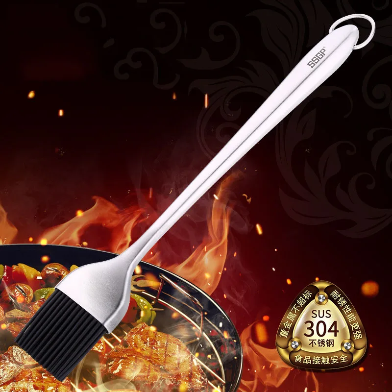 Basting Brush Vacuum Anti-Hot Handle 304 Stainless Steel Kitchen Brush Silicone Baking Bakeware Cook Pastry Oil Cream BBQ Tools