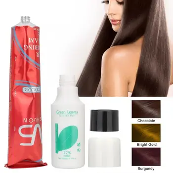 

100ML Unisex DIY Hair Dye Salon Temporary Hair Coloring Dyeing Cream with 100ML Dioxygen Milk for Hair Care