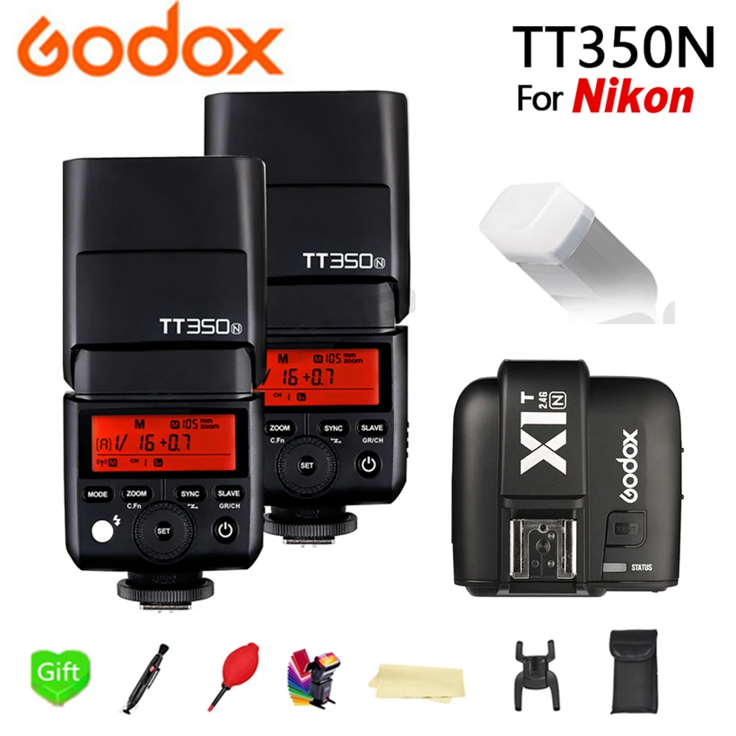 2x Godox TT350N 2 4G HSS 1/8000s ttl GN36 Вспышка Speedlite + X1T-N передатчик для камеры Nikon D750 D7000 D7100 D7200