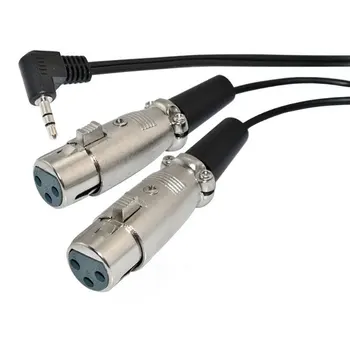 

Right Angle 3.5mm Mini Stereo Male to 2 XLR Female Y-Cable 6ft