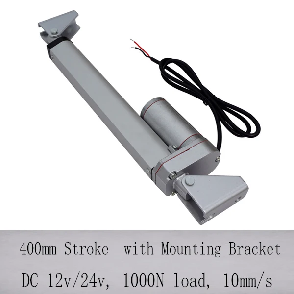 400mm stroke linear actuator with mounting bracket 1000N/100KGS load 12v 24v DC electric 10mm/s speed | Обустройство дома
