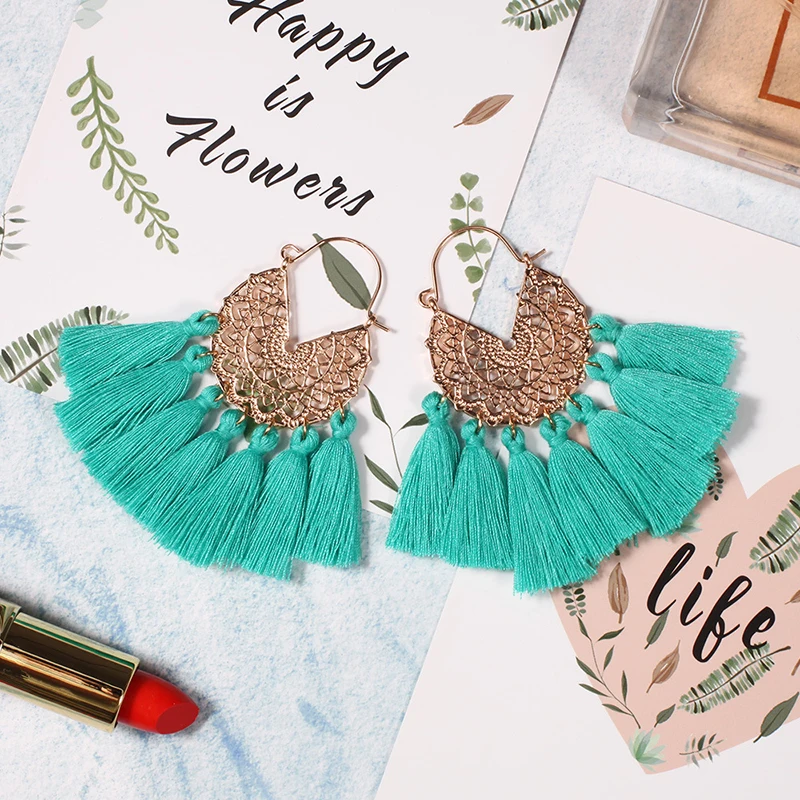 

Colorful Tassel Earrings for Women Vintage Bohemian Ethnic Dream Catch Fringe Dangle Drop Hanging Earring Charm Jewelry Z3E788