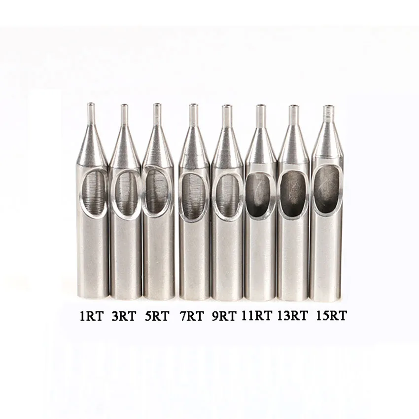 

Tattoo Tips 304 Stainless Steel 5Pcs 1/3/5/7/9/11/13/15 RT Assorted Round Flat Diamond Tips for Tattoo Machine Needles Accessory