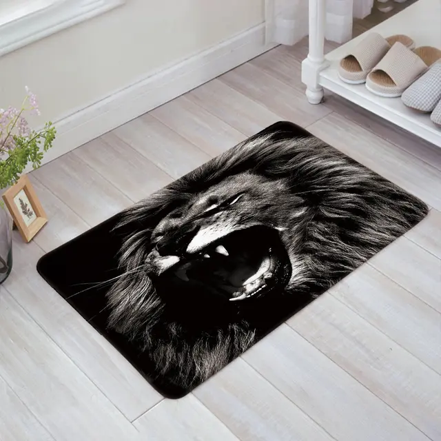 Unique Design Roaring Lion Black Doormat Entrance Mat Indoor/Outdoor ... Unique Design Roaring Lion Black Doormat Entrance Mat Indoor/Outdoor ...