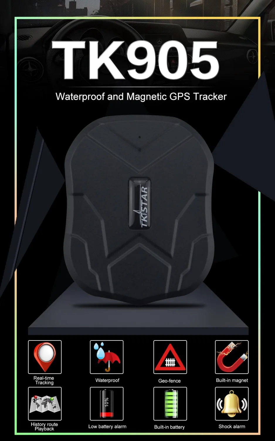 مركبة GPS Tracke TK905 للماء سيارة GPS تعقب المغناطيس الاستعداد 90 أيام الوقت الحقيقي LBS موقف عمر تتبع الحرة
