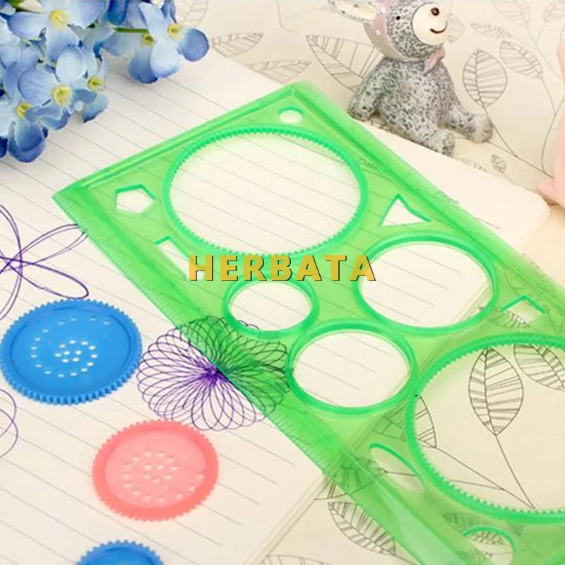 Бесплатная доставка 1/pc Spirograph геометрических правитель обучения инструмент для рисования канцелярские для студентов Рисунок Набор