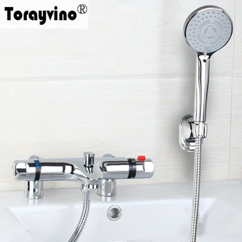 

Torayvino Design Bathroom Faucet Auto-Thermostat Control Chrome Polished Hot Cold Water Mixer Outstanding Shower Faucet