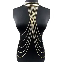 Ювелирные изделия мода панк Дамы Девушки цепь тела-сексуальный Золотой воротник кисточки ювелирные изделия тела для женщин девушек