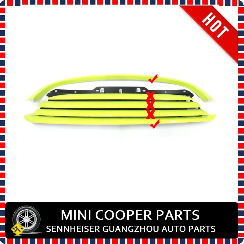 

Brand New ABS Plastic Yellow Color Cooper Model Up and Lower Front Grille Trims For mini cooper R56 R55 R57 R58 R59 (3Pcs/set)