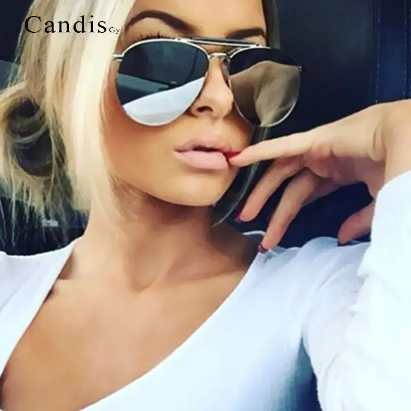 New Fashion Vintage Sunglasses Flat Lens Mirror Women Men Metal Frame Glasses