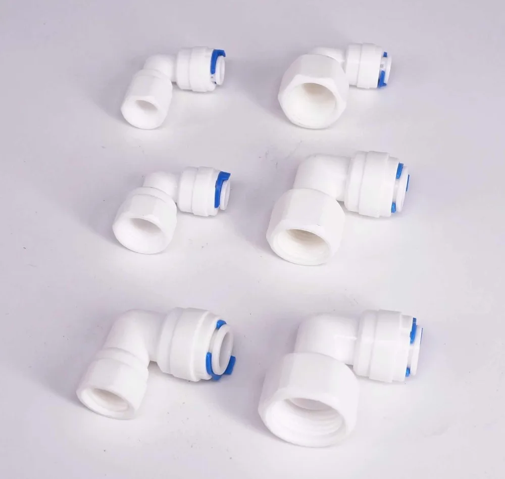 

POM Fit for 1/4" 3/8" OD Tube 1/4" 3/8" 1/2" BSP Female Elbow Connector Fitting Aquarium Reverse Osmosis RO Water Dispenser