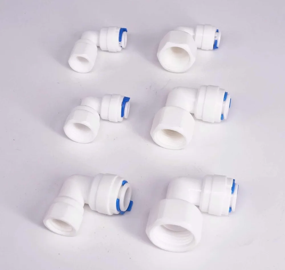 Fit for 1/4" 3/8" OD Tube 1/4" 3/8" 1/2" BSP Female Thread Elbow L Connector Fitting Aquarium Reverse Osmosis RO Water dispense