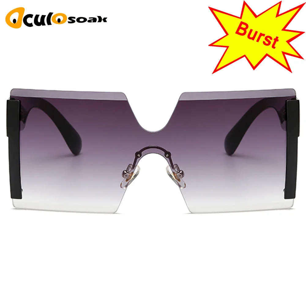 2019 Oversized Square Rimless Sunglasses Women Brand Designer Flat top Big Sun Glasses Female One Piece Travel Gafa de sol 2019 Oversized Square Rimless Sunglasses Women Brand Designer Flat top Big Sun Glasses Female One Piece Travel Gafa de sol