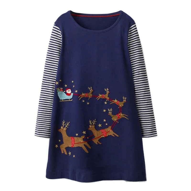 

Jumping meters Baby dresses girls clothing Gifts for Christmas deers fashion new 2018 brand kids dresses long sleeve girls dress