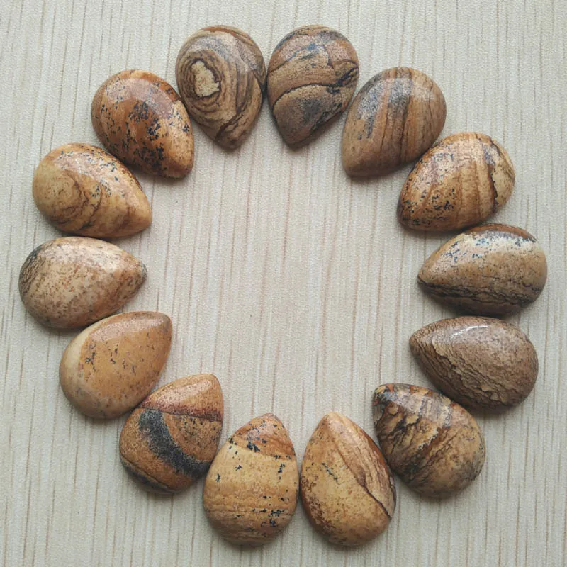 

Wholesale 20pcs/lot good quality natural picture stone water drop CAB CABOCHON teardrop beads 25x18mm for jewelry making free