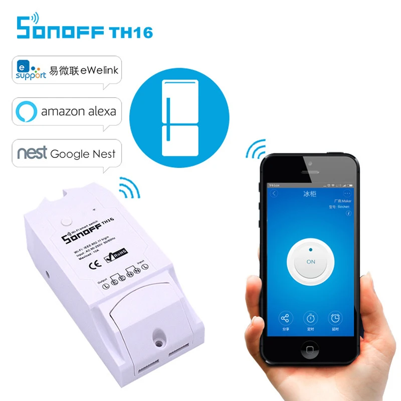 Itead Sonoff TH-TH10/TH16 WiFi умный переключатель дистанционного управления Смартфон Датчик температуры и влажности для умного дома