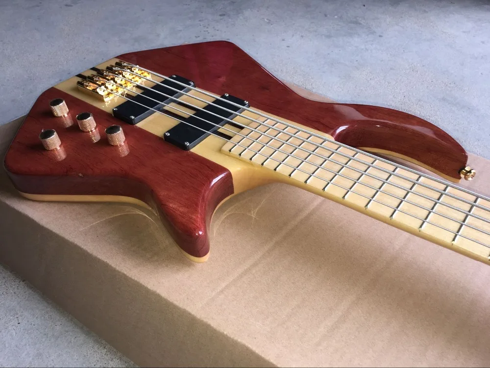

handwork 5 Strings Electric Guitar. Maple fingerboard red brown color guitarra.oem gitaar.