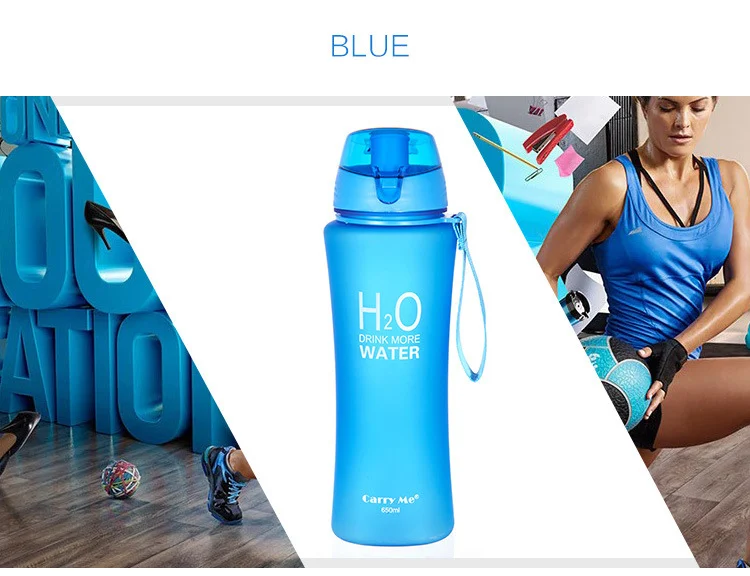 Hot Sale Protein Shaker Portable Motion My Tritan Water Bottle Bpa Free Plastic For Sports Camping Hiking Traveling 480/650ml - Цвет: Синий