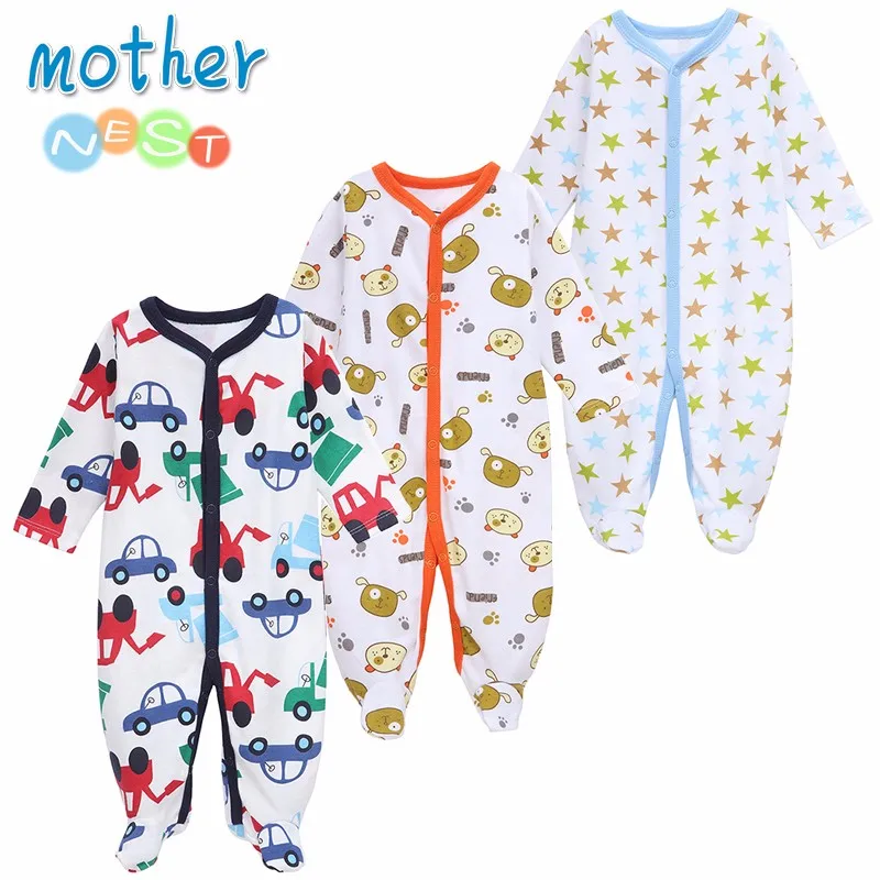 Mother Nest 3 PCSLOT Baby Boy Clothes Comfortable Baby Rompers Winter Thick Climbing Clothes Newborn 0-12 M Baby Clothes Unisex (4)
