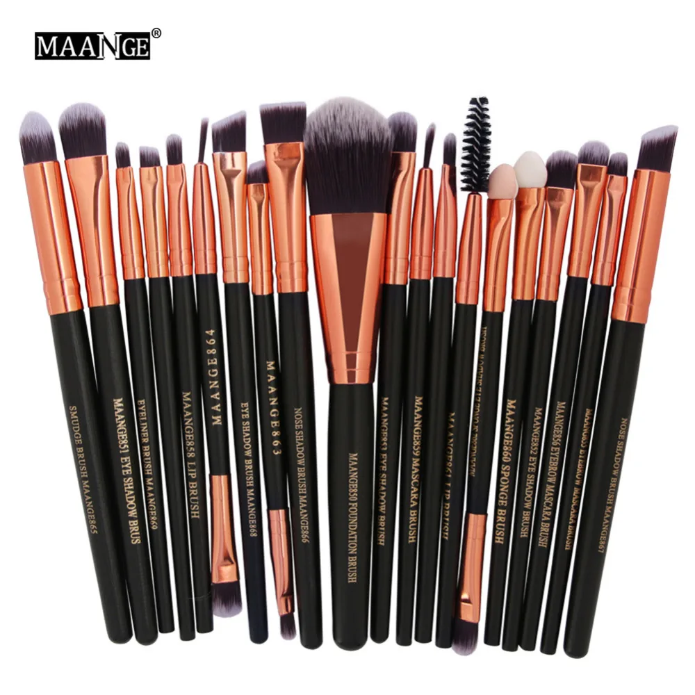 20Pcs Face Eye Makeup Brushes Set Pro Smudge Macara Sponge Lip Blending Brush Eye Shadow