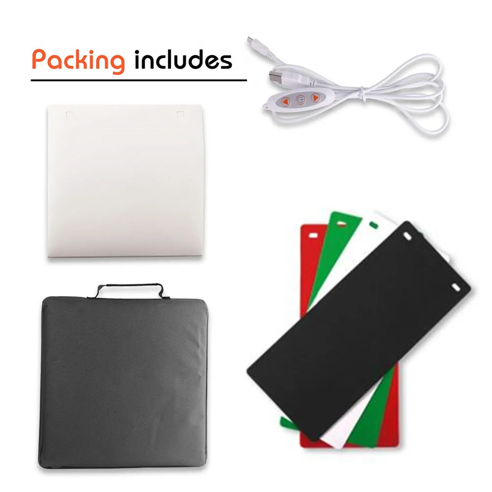 

30*30cm 2 Panel LED Light 4 Color Folding Lightbox Photography Photo Studio Softbox Adjustable Brightness Light for DSLR Camera