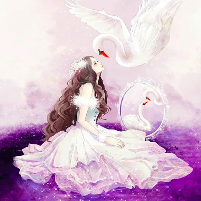 swan princess diy 5d diamond painting pasted embroidery full drill
