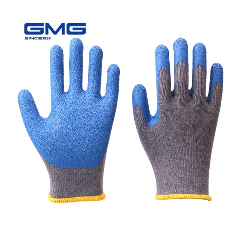 Рабочие перчатки мужские GMG серый корпус синий латекс Crinkle покрытие рабочие защитные перчатки хлопковые перчатки
