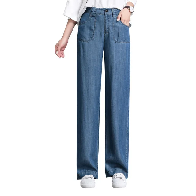 Women Summer Sheer Vintage Bell Bottom Jeans for Ladies Korean High Waisted Wide Leg Denim Pants Long Thin Mom Woman | Женская одежда
