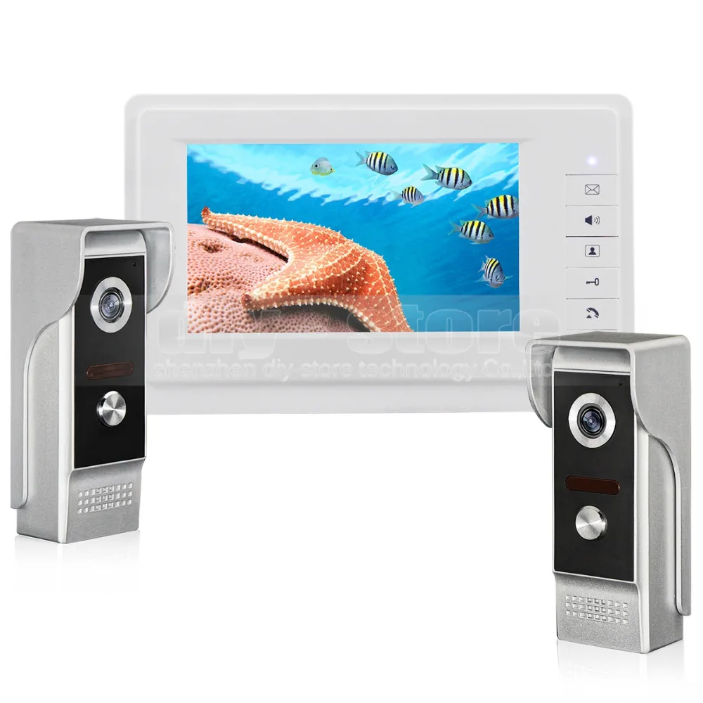 DIYSECUR 7 inch TFT Color LCD Display Video Door Phone Video Intercom Doorbell 700TVLine HD IR Night Vision Camera 2V1