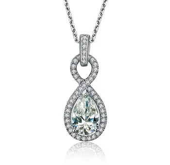 

2Carat Pear Cut Pendant Wedding Pendant Necklace His and her 925 Sterling Silver White Gold Plated Promise Fancy Birthday Gift